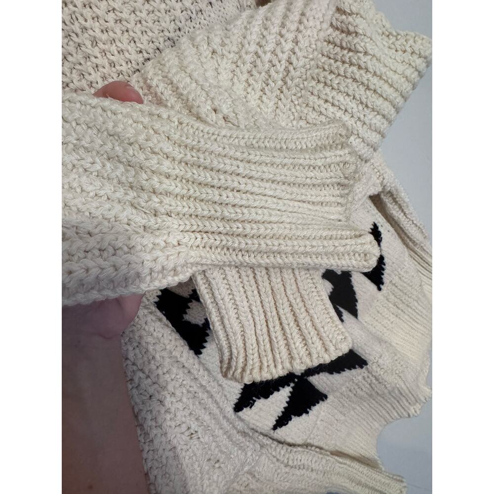 Vintage Isabel Marant Geometric Cream Wool Blend Crop Sweater Size 34/US 2 - Picture 15 of 16
